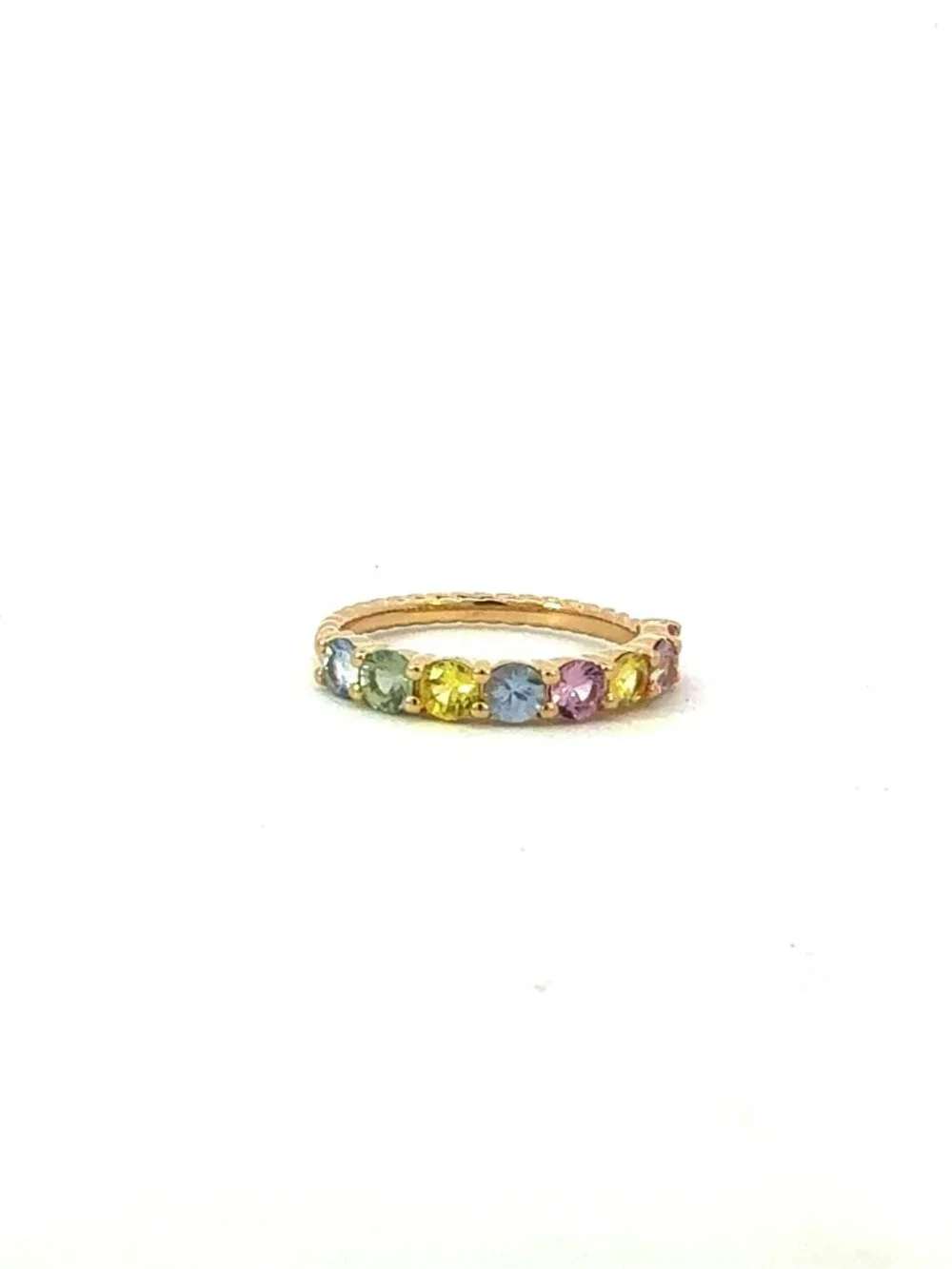 Natural Multicolor Sapphire Ring Size 6.5 14k Gold 1.08 TCW Certified 601233